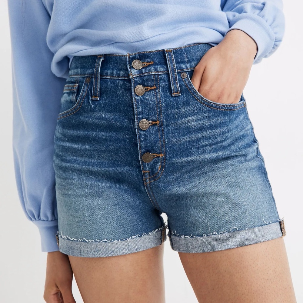 Madewell High Waist Blue Denim Shorts Vintage Style